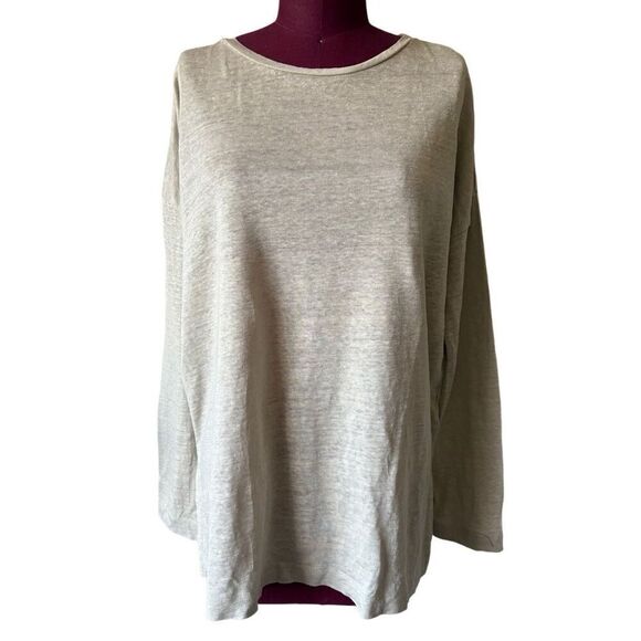 Allude Linen Long Sleeve Top size L Cream Neutral - Picture 1 of 9